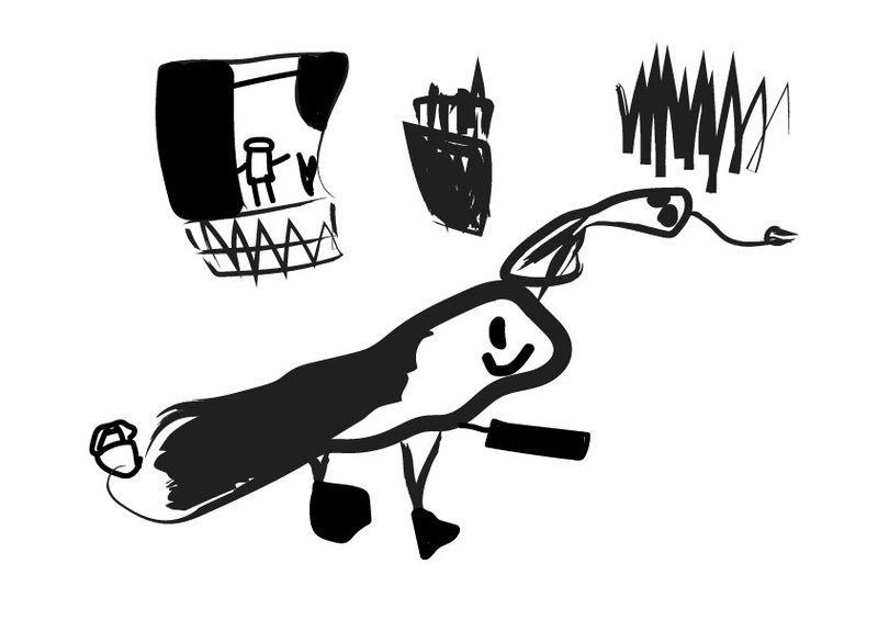 A digitised children's illustration of creatures, including a snake.