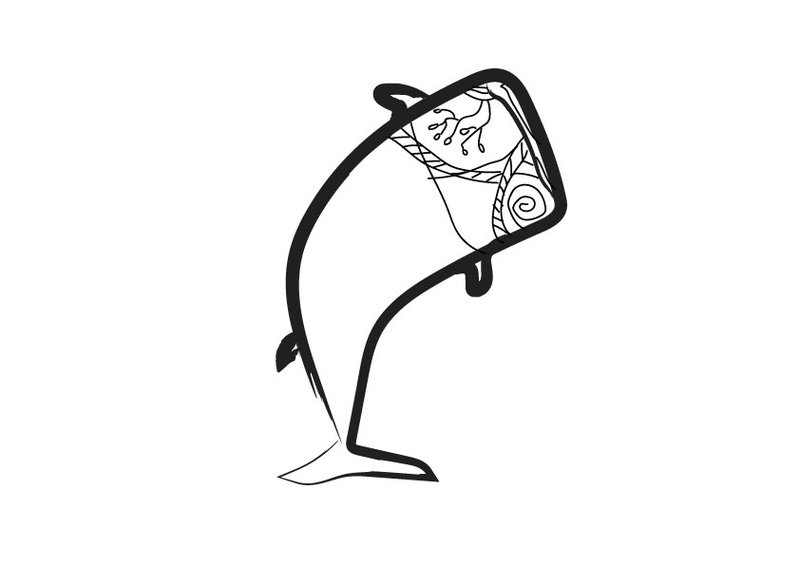 A digitised children's illustration of a whale with intricate patterns on its face.