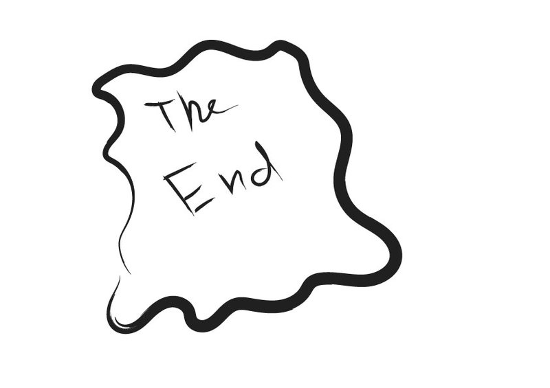 A digitised children's illustration showing a wiggly border surrounding the words 'The End'.