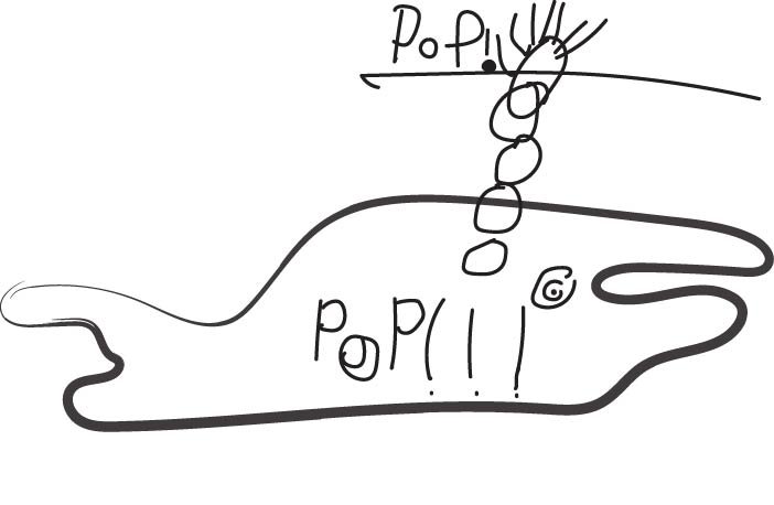 A digitised children's illustration of a whale with bubbles popping from its blowhole.